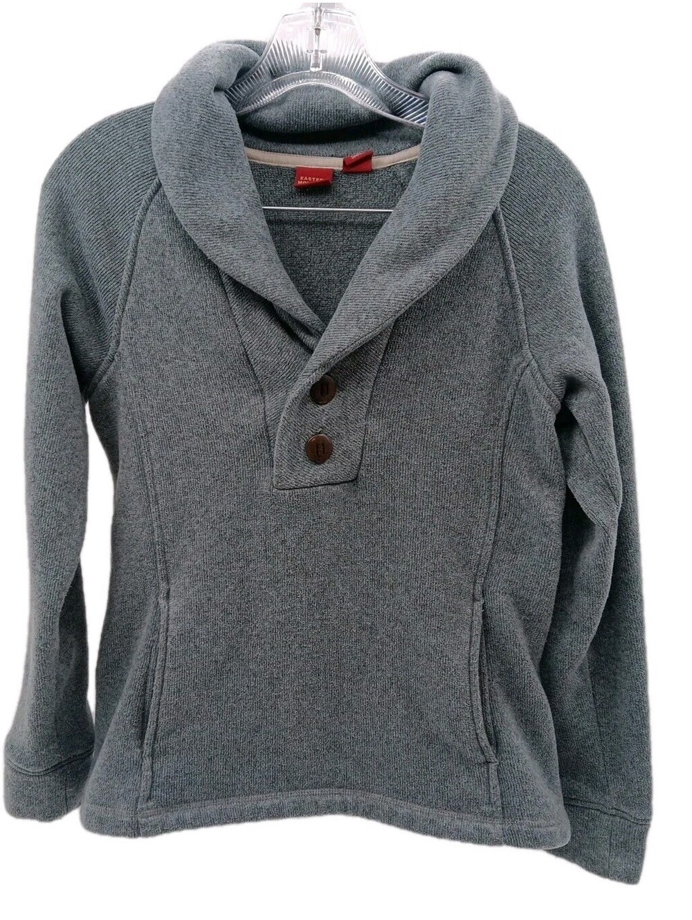 Eastern Mountain Sports Sweater Women's Small Gray 2 Button Pullover Fleece Ems